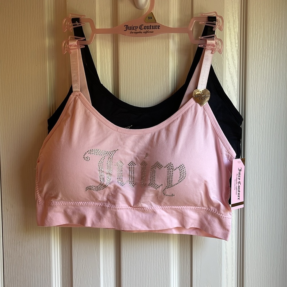 NWT JUICY COUTURE INTIMATE 2 BRA SET PINK & BLACK JUICY!!